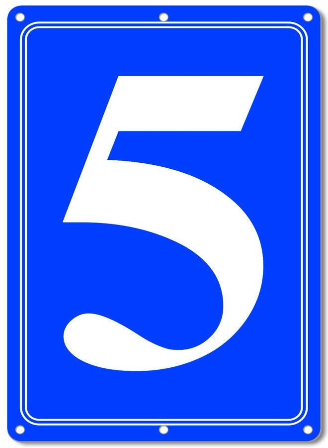 i-CowFun Premium Aluminum Number Signs 5, Metal 12" X 8" Blue Numbered Signs Outdoor for Parking Lots, Floor, Dock, Court, Aisle, Field, High Visibility, No Fade, Weather-resistant - Image 1